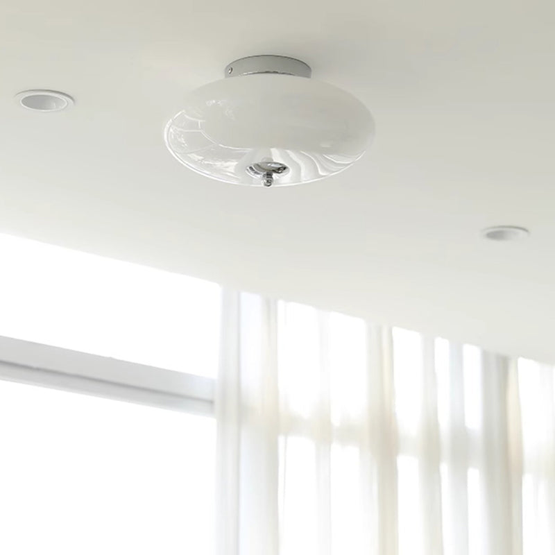 Moderne Mid-Century Bauhaus Runde Eisen Glas LED Semi-Flush Deckenleuchte Für Schlafzimmer 