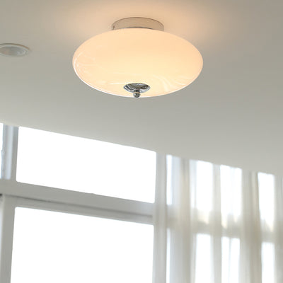 Moderne Mid-Century Bauhaus Runde Eisen Glas LED Semi-Flush Deckenleuchte Für Schlafzimmer 