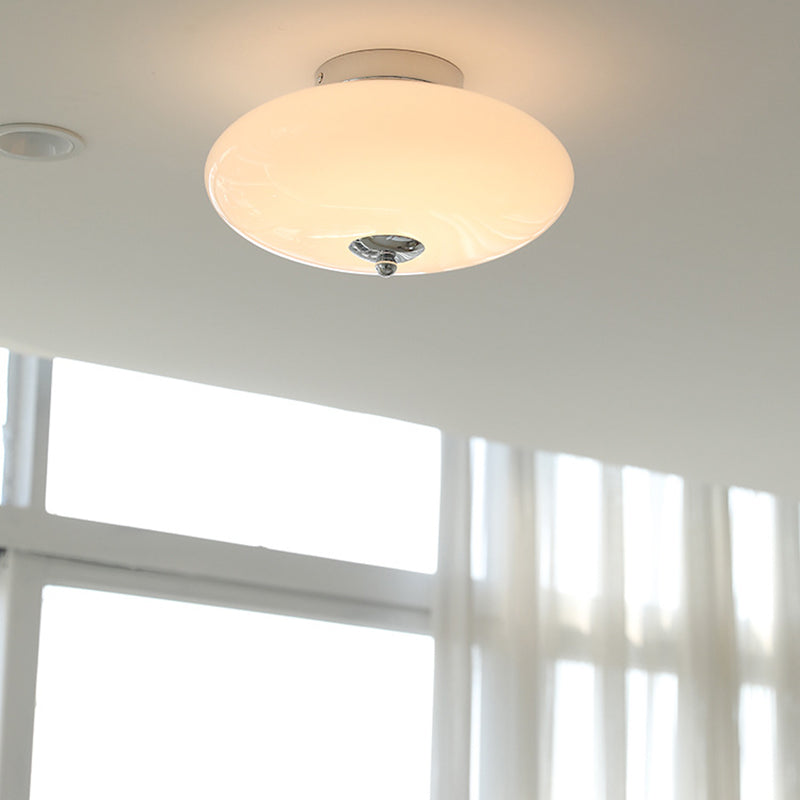 Moderne Mid-Century Bauhaus Runde Eisen Glas LED Semi-Flush Deckenleuchte Für Schlafzimmer 