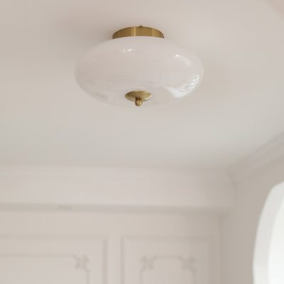 Moderne Mid-Century Bauhaus Runde Eisen Glas LED Semi-Flush Deckenleuchte Für Schlafzimmer 