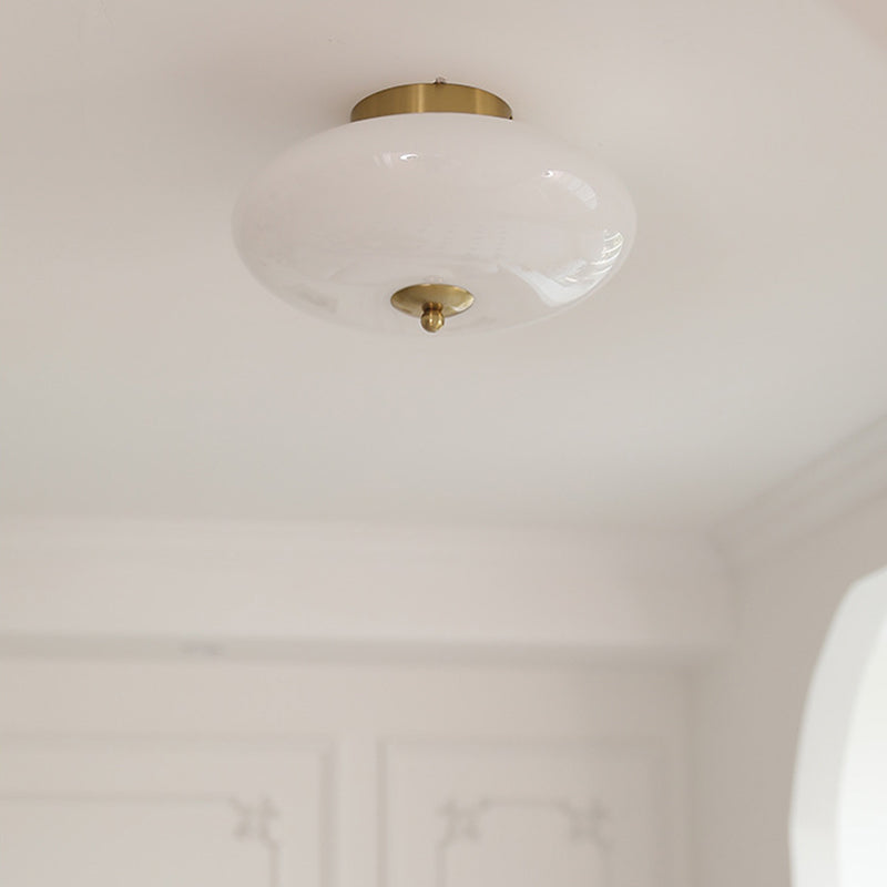 Moderne Mid-Century Bauhaus Runde Eisen Glas LED Semi-Flush Deckenleuchte Für Schlafzimmer 