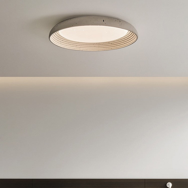Plafonnier LED en PVC et fer rond gris ciment industriel contemporain pour chambre 