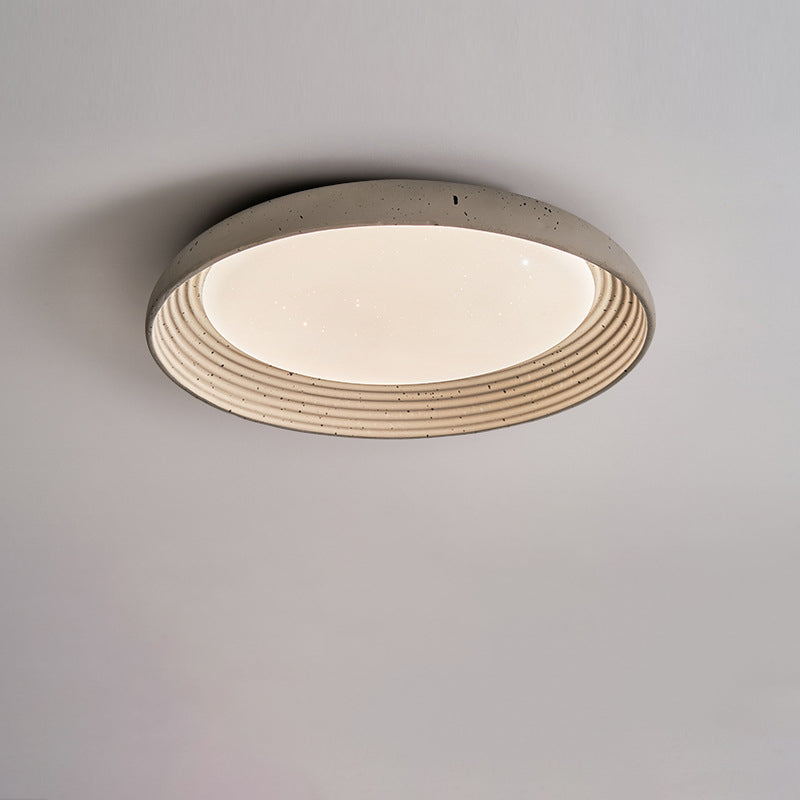 Plafonnier LED en PVC et fer rond gris ciment industriel contemporain pour chambre 