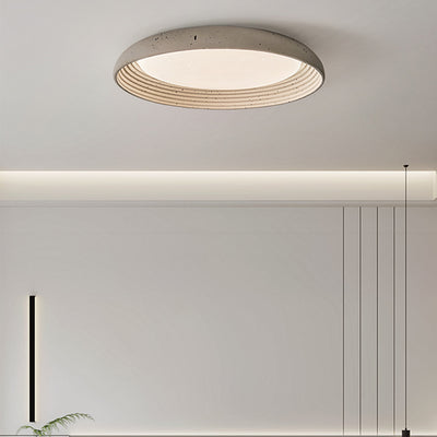 Plafonnier LED en PVC et fer rond gris ciment industriel contemporain pour chambre 