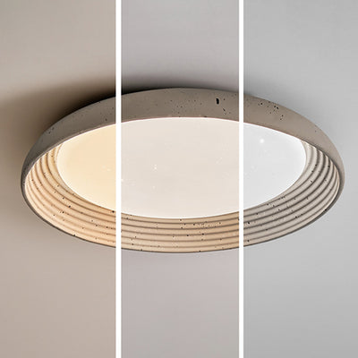 Plafonnier LED en PVC et fer rond gris ciment industriel contemporain pour chambre 
