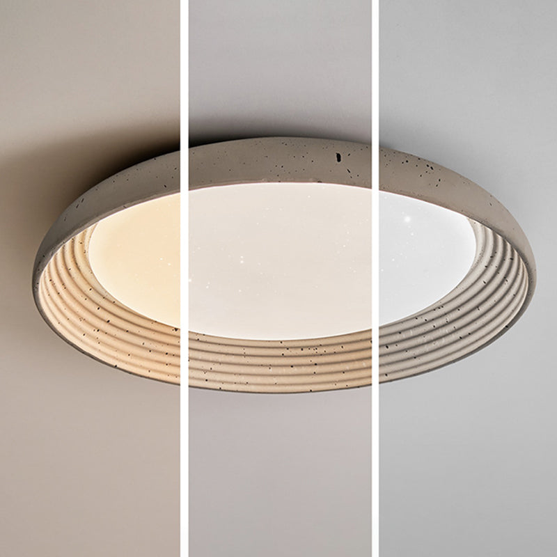 Plafonnier LED en PVC et fer rond gris ciment industriel contemporain pour chambre 