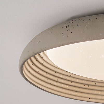 Plafonnier LED en PVC et fer rond gris ciment industriel contemporain pour chambre 
