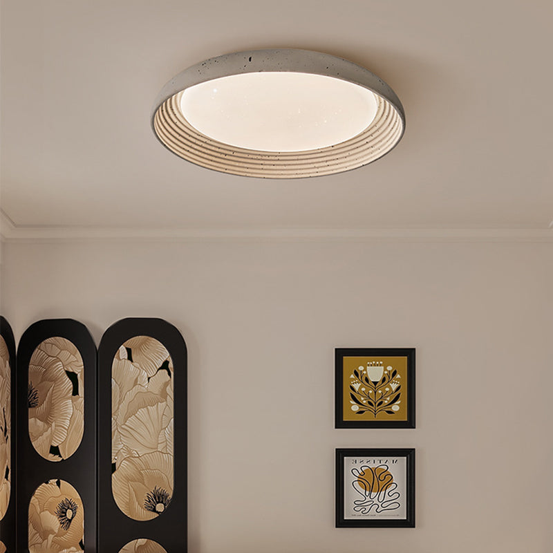 Plafonnier LED en PVC et fer rond gris ciment industriel contemporain pour chambre 