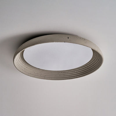 Plafonnier LED en PVC et fer rond gris ciment industriel contemporain pour chambre 
