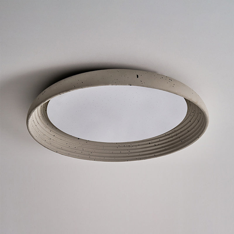 Plafonnier LED en PVC et fer rond gris ciment industriel contemporain pour chambre 