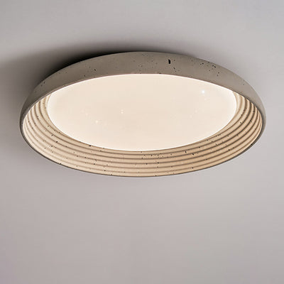 Plafonnier LED en PVC et fer rond gris ciment industriel contemporain pour chambre 