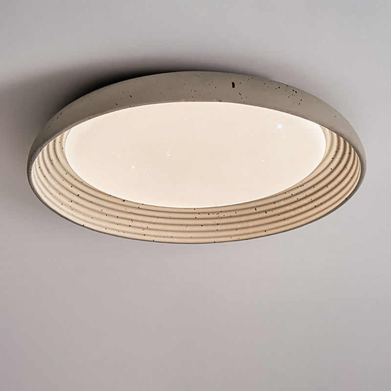 Plafonnier LED en PVC et fer rond gris ciment industriel contemporain pour chambre 