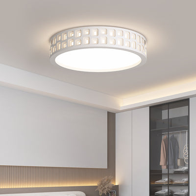 Modern Minimalist Round Iron PVC LED Flush Mount Ceiling Light For Bedroom