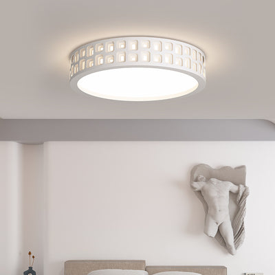 Modern Minimalist Round Iron PVC LED Flush Mount Ceiling Light For Bedroom