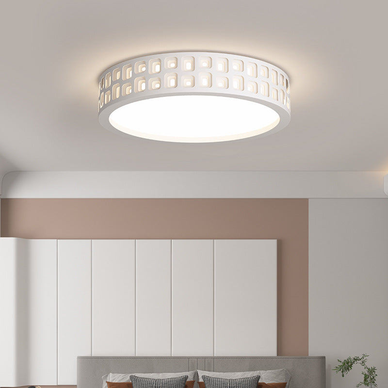 Modern Minimalist Round Iron PVC LED Flush Mount Ceiling Light For Bedroom