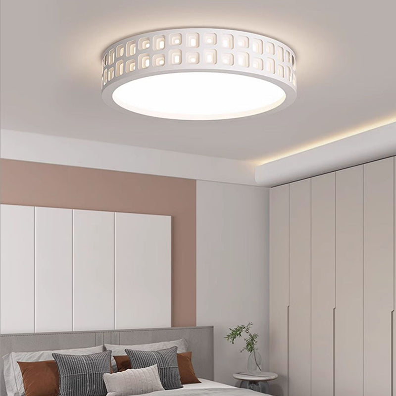 Modern Minimalist Round Iron PVC LED Flush Mount Ceiling Light For Bedroom