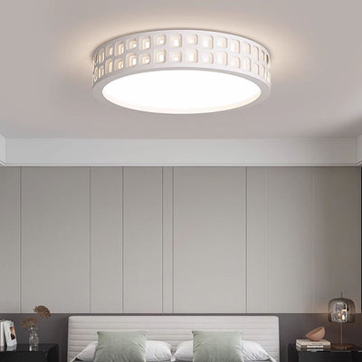 Modern Minimalist Round Iron PVC LED Flush Mount Ceiling Light For Bedroom