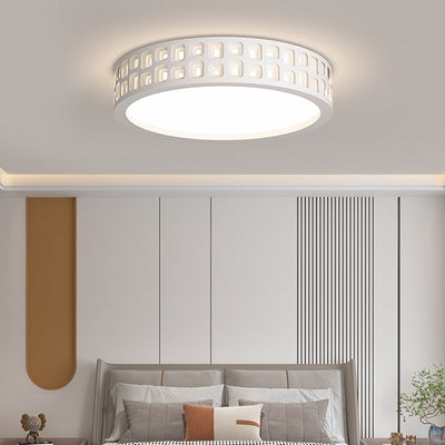 Modern Minimalist Round Iron PVC LED Flush Mount Ceiling Light For Bedroom