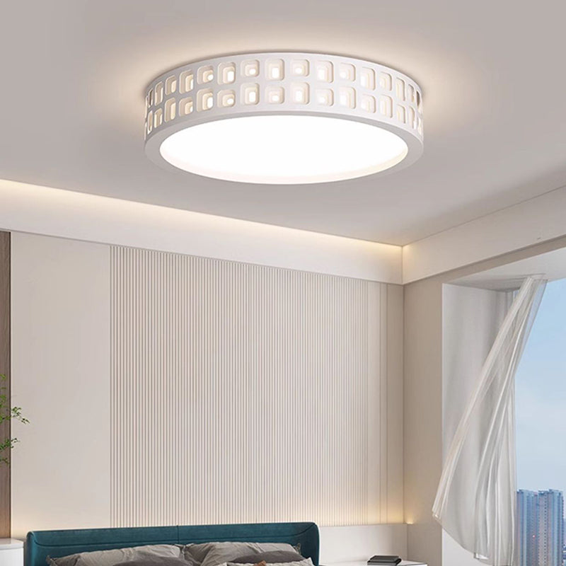 Modern Minimalist Round Iron PVC LED Flush Mount Ceiling Light For Bedroom