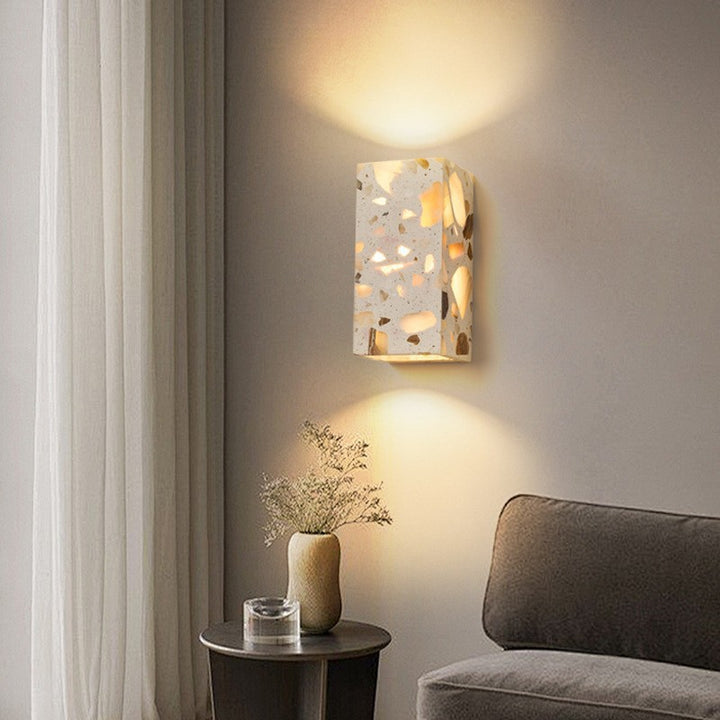Applique murale LED en pierre translucide carrée contemporaine scandinave pour chambre 