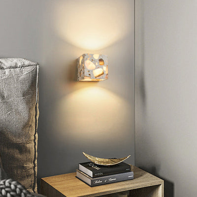 Contemporary Scandinavian Square Translucent Stone LED Wall Sconce Lamp For Bedroom