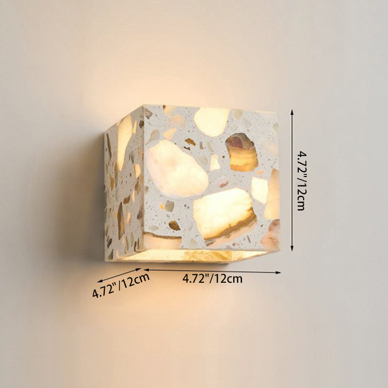 Contemporary Scandinavian Square Translucent Stone LED Wall Sconce Lamp For Bedroom
