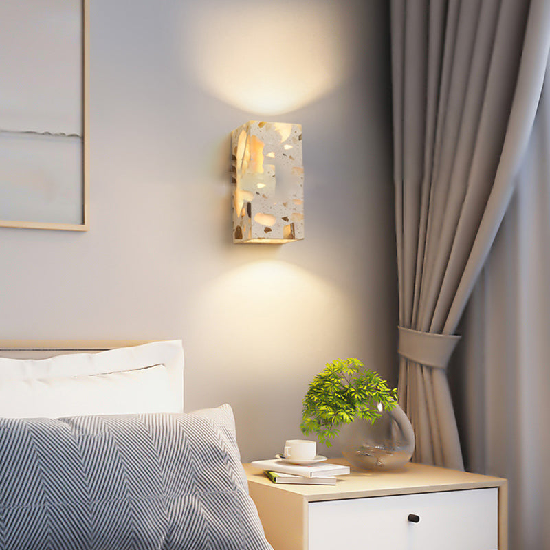 Contemporary Scandinavian Square Translucent Stone LED Wall Sconce Lamp For Bedroom