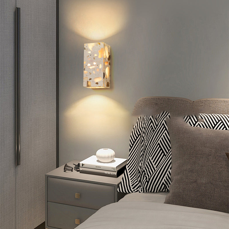 Contemporary Scandinavian Square Translucent Stone LED Wall Sconce Lamp For Bedroom