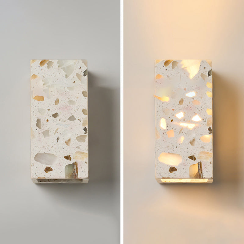 Contemporary Scandinavian Square Translucent Stone LED Wall Sconce Lamp For Bedroom