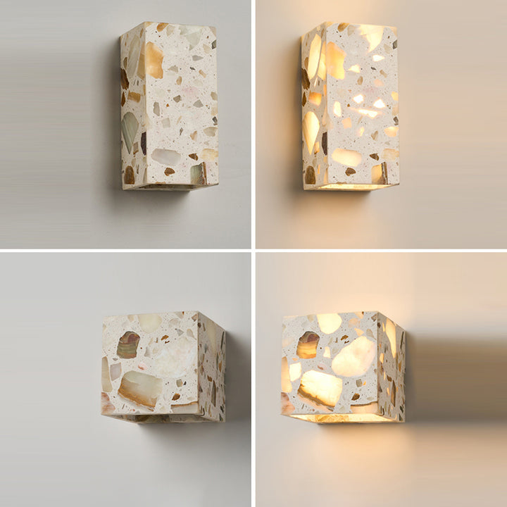 Applique murale LED en pierre translucide carrée contemporaine scandinave pour chambre 