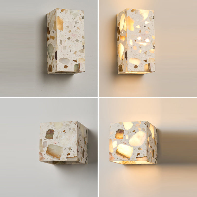 Contemporary Scandinavian Square Translucent Stone LED Wall Sconce Lamp For Bedroom