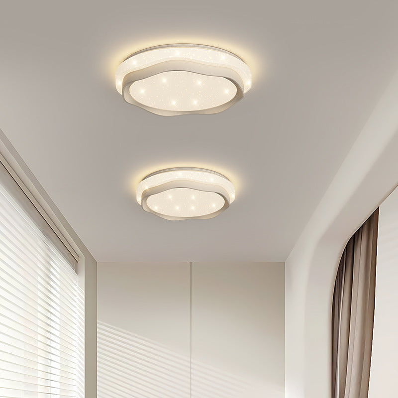 Lumière de plafond encastrée à LED en fer rond de couleur crème minimaliste moderne pour chambre 