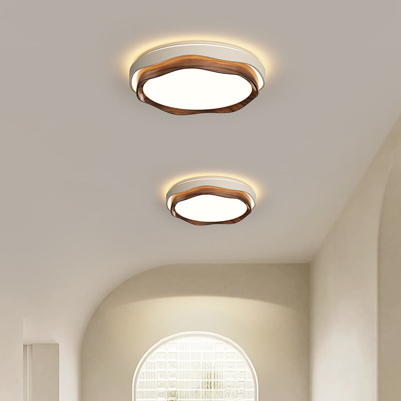 Lumière de plafond encastrée à LED en fer rond de couleur crème minimaliste moderne pour chambre 