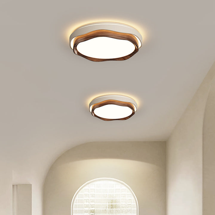 Lumière de plafond encastrée à LED en fer rond de couleur crème minimaliste moderne pour chambre 