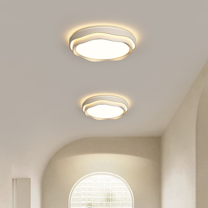 Lumière de plafond encastrée à LED en fer rond de couleur crème minimaliste moderne pour chambre 