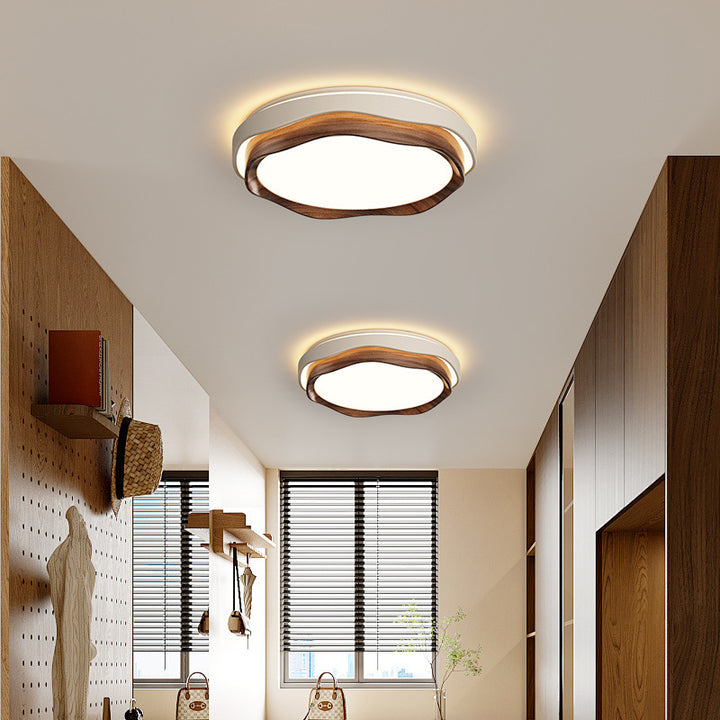 Lumière de plafond encastrée à LED en fer rond de couleur crème minimaliste moderne pour chambre 