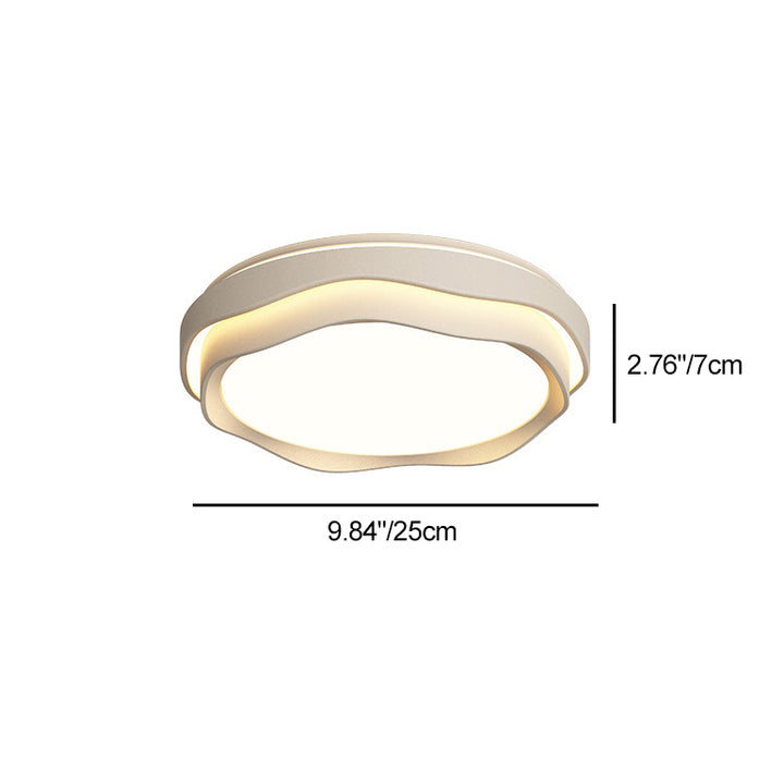 Lumière de plafond encastrée à LED en fer rond de couleur crème minimaliste moderne pour chambre 