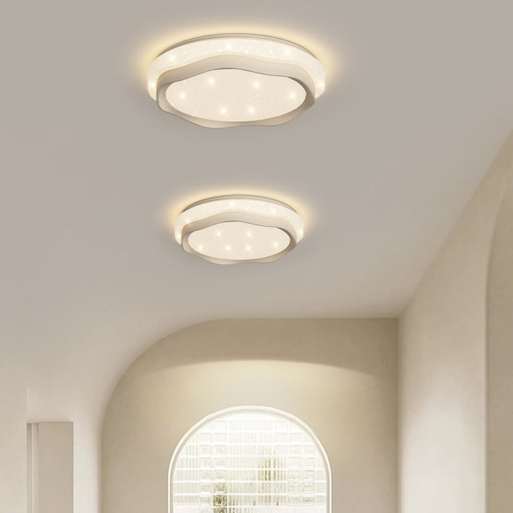 Lumière de plafond encastrée à LED en fer rond de couleur crème minimaliste moderne pour chambre 