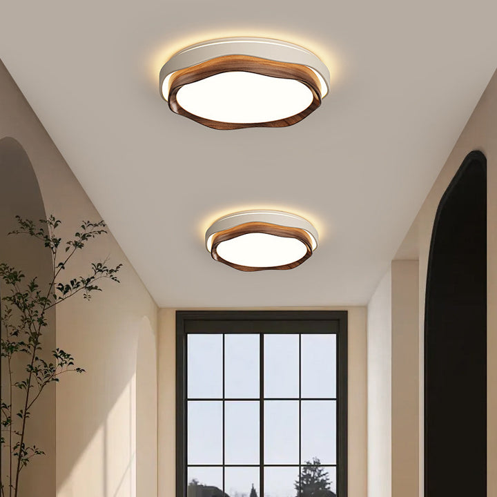 Lumière de plafond encastrée à LED en fer rond de couleur crème minimaliste moderne pour chambre 