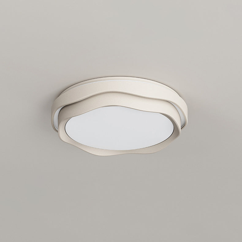 Lumière de plafond encastrée à LED en fer rond de couleur crème minimaliste moderne pour chambre 