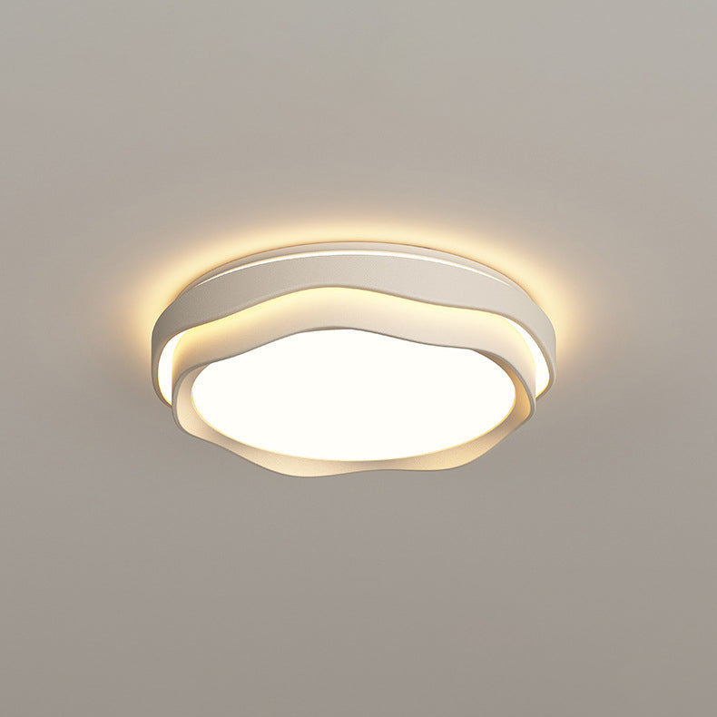 Lumière de plafond encastrée à LED en fer rond de couleur crème minimaliste moderne pour chambre 