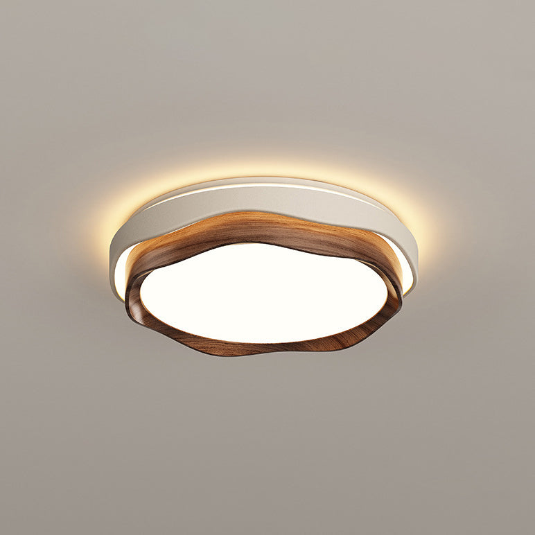 Lumière de plafond encastrée à LED en fer rond de couleur crème minimaliste moderne pour chambre 