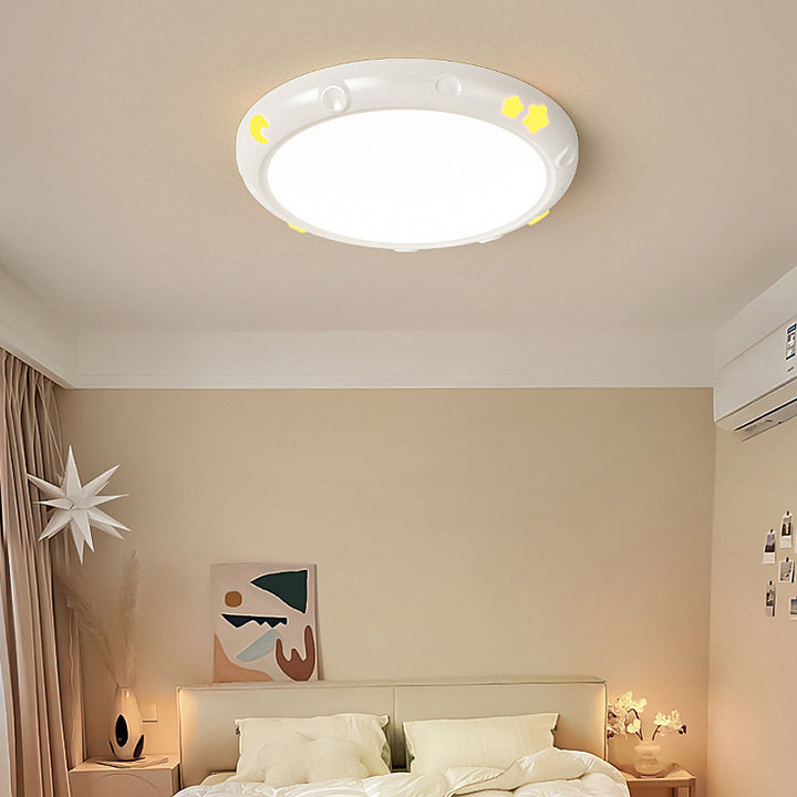 Moderna lámpara de techo minimalista redonda de hierro, resina y ABS con LED para dormitorio 