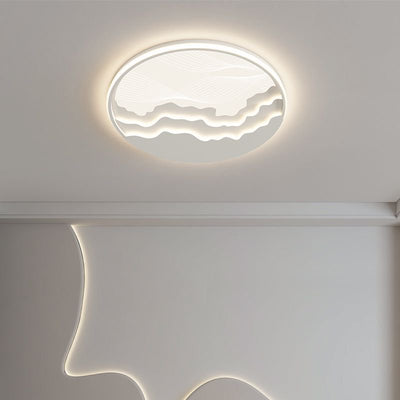 Contemporary Nordic Wave Design Round Iron Acrylic LED Flush Mount Ceiling Light For Bedroom