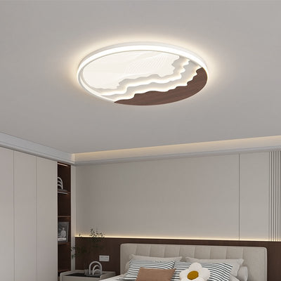 Contemporary Nordic Wave Design Round Iron Acrylic LED Flush Mount Ceiling Light For Bedroom
