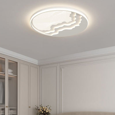 Contemporary Nordic Wave Design Round Iron Acrylic LED Flush Mount Ceiling Light For Bedroom