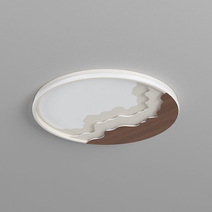 Contemporary Nordic Wave Design Round Iron Acrylic LED Flush Mount Ceiling Light For Bedroom