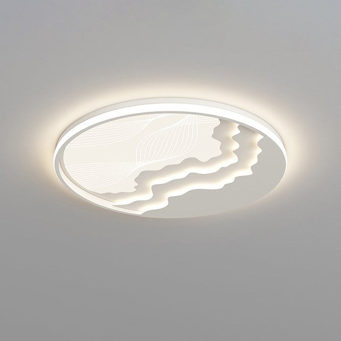 Contemporary Nordic Wave Design Round Iron Acrylic LED Flush Mount Ceiling Light For Bedroom