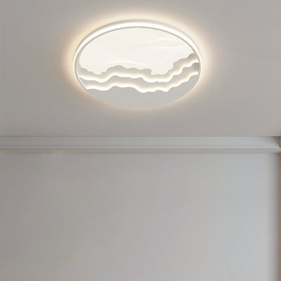 Contemporary Nordic Wave Design Round Iron Acrylic LED Flush Mount Ceiling Light For Bedroom