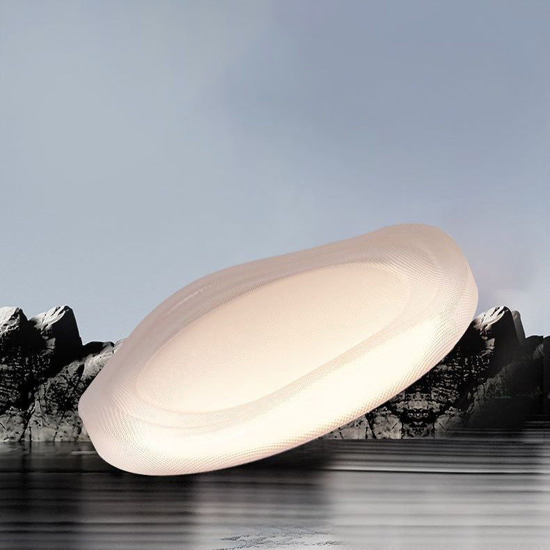 Modern Minimalist Cream-Toned Round Iron Acrylic LED Flush Mount Ceiling Light For Bedroom